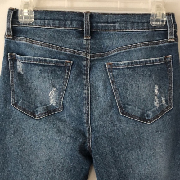 J Brand High Waisted Ankle Jean Destroyed Knee Blue Stretch Denim Size 27 Skinny - Picture 13 of 16